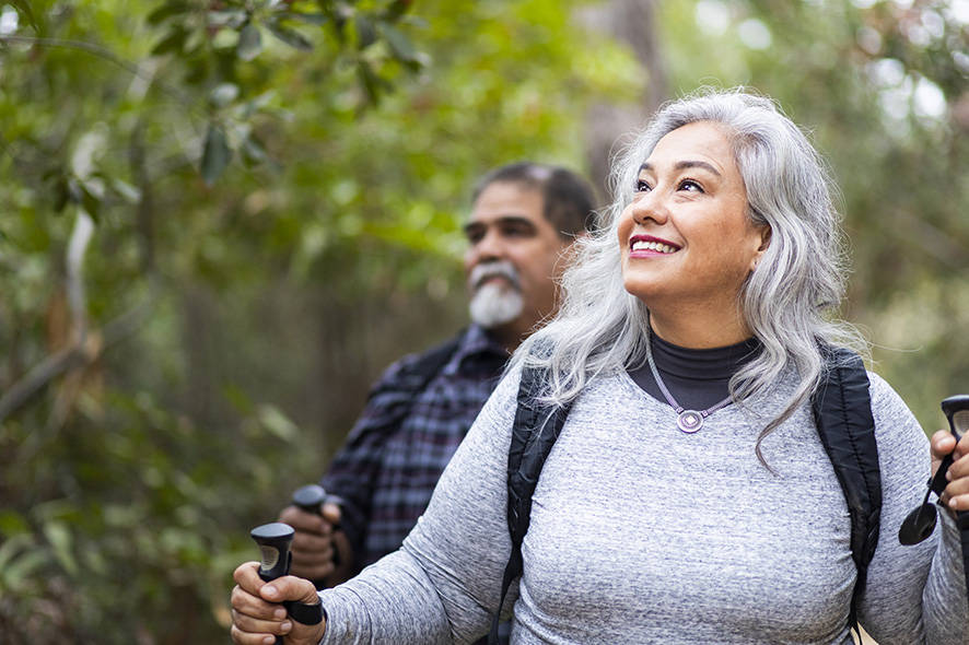 Older couple hiking